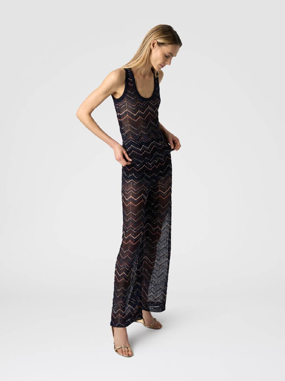 M Missoni Canottiera in maglia zig zag con lurex e paillettes 2025