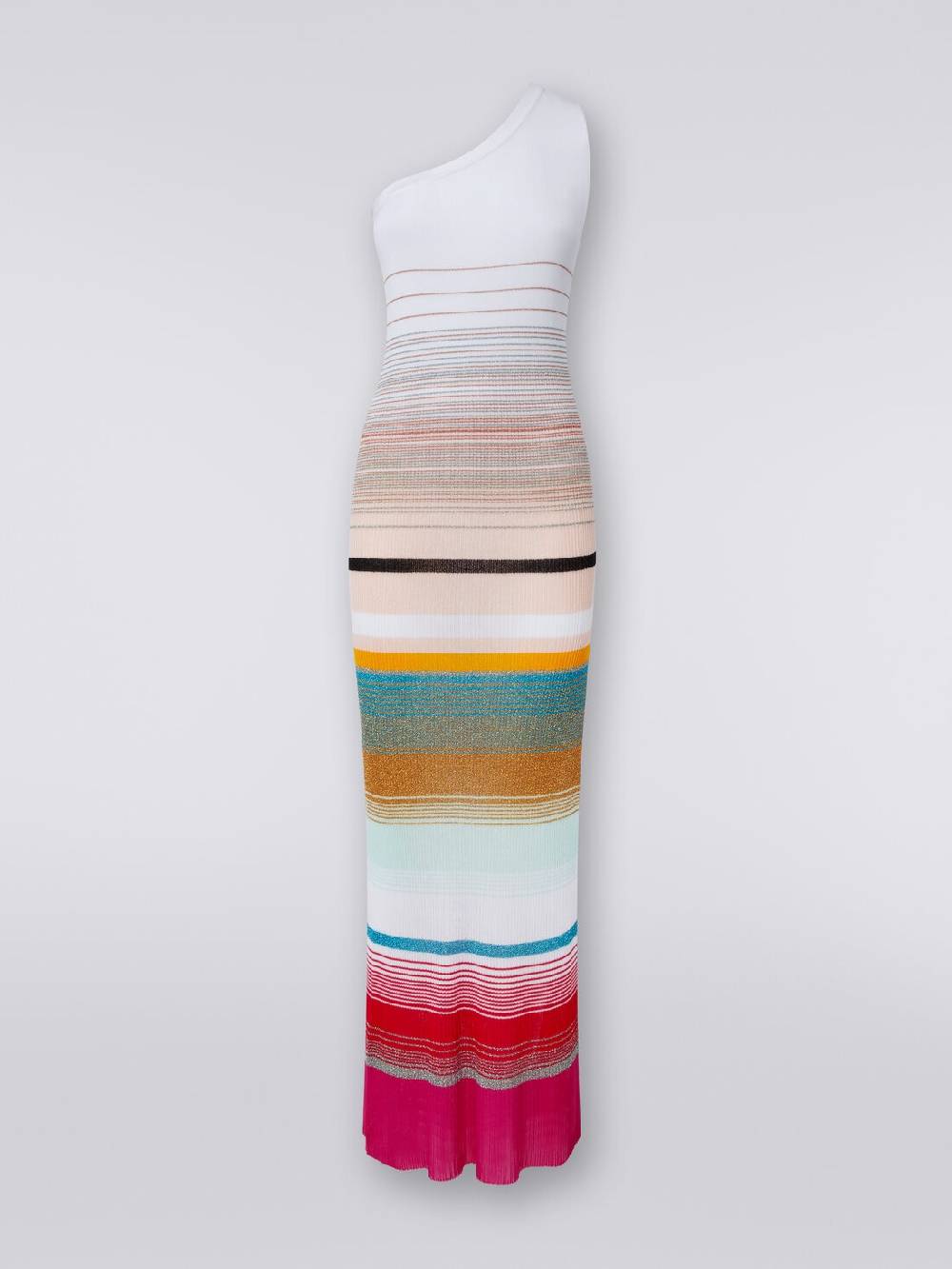 M Missoni Abito monospalla in maglia a costine rigata con lurex Italia