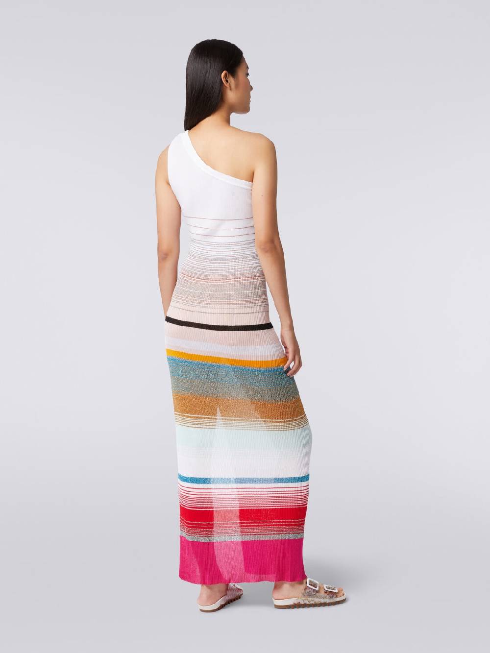 M Missoni Abito monospalla in maglia a costine rigata con lurex Italia