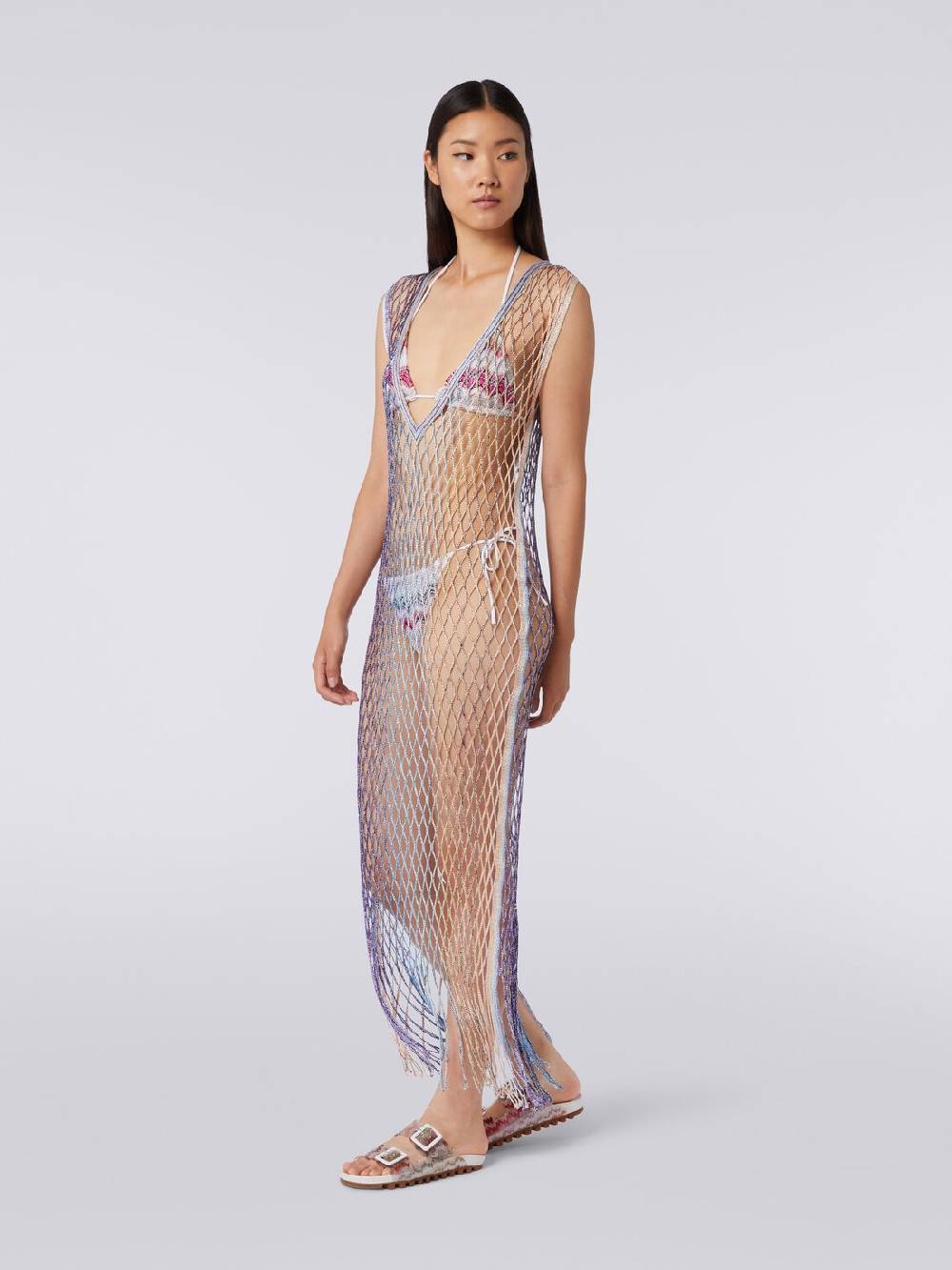 M Missoni Copricostume in rete effetto metal con frange In Linea
