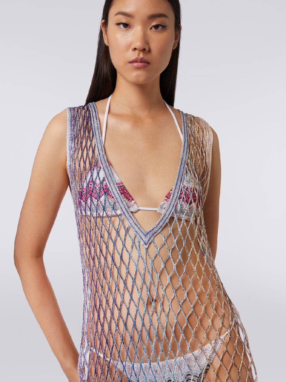 M Missoni Copricostume in rete effetto metal con frange In Linea