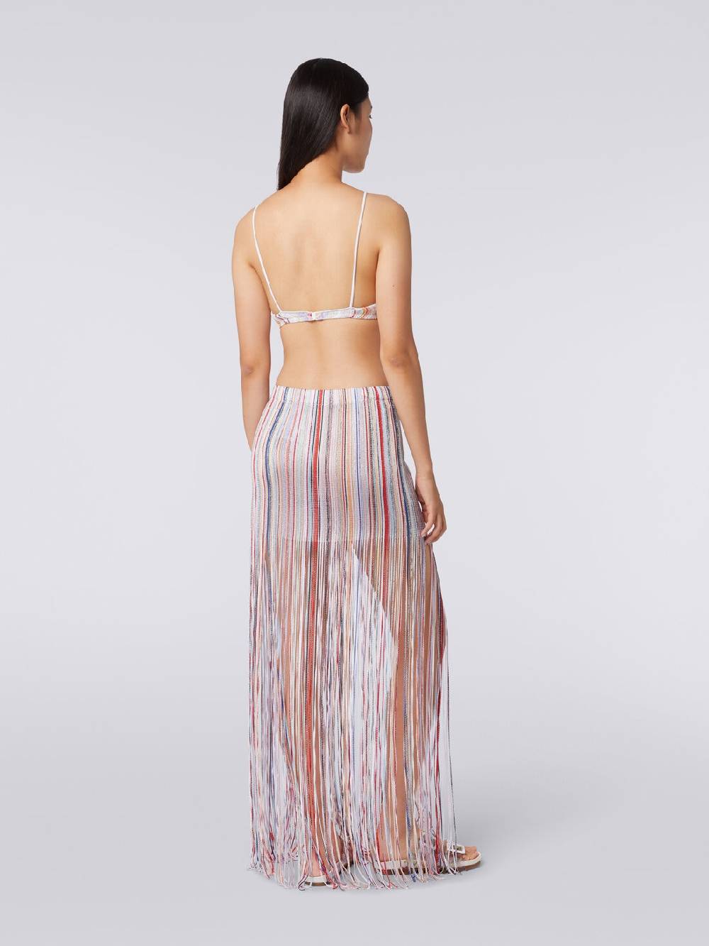 M Missoni Gonna lunga a portafoglio con frange e lurex Nuovo