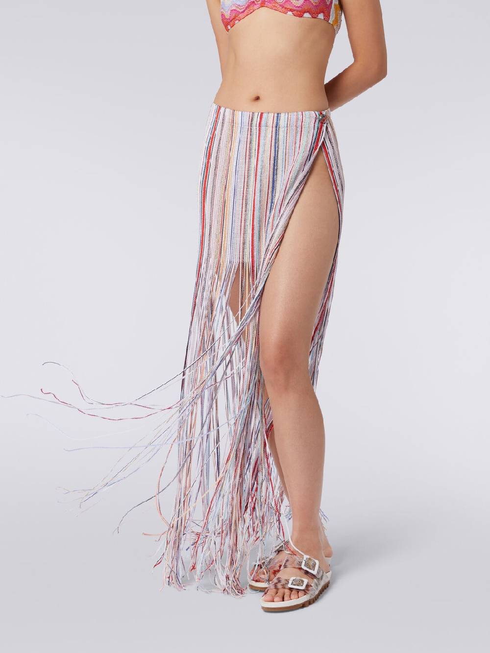 M Missoni Gonna lunga a portafoglio con frange e lurex Nuovo