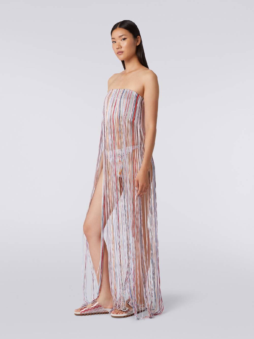 M Missoni Abito copricostume a bustier con frange e lurex Qualità
