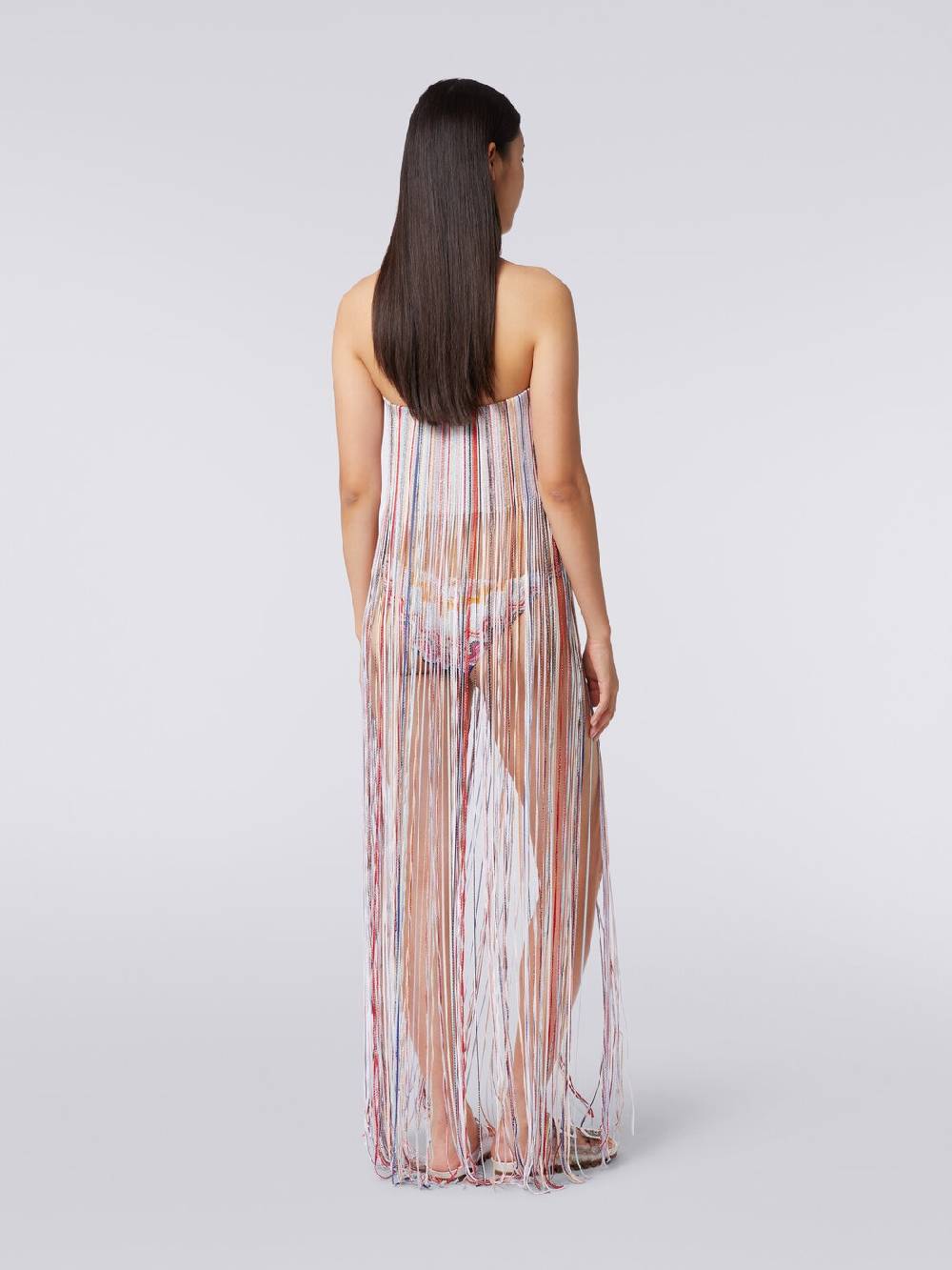 M Missoni Abito copricostume a bustier con frange e lurex Qualità