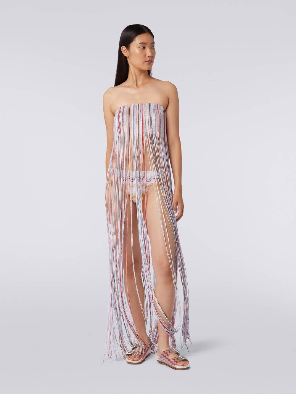 M Missoni Abito copricostume a bustier con frange e lurex Qualità