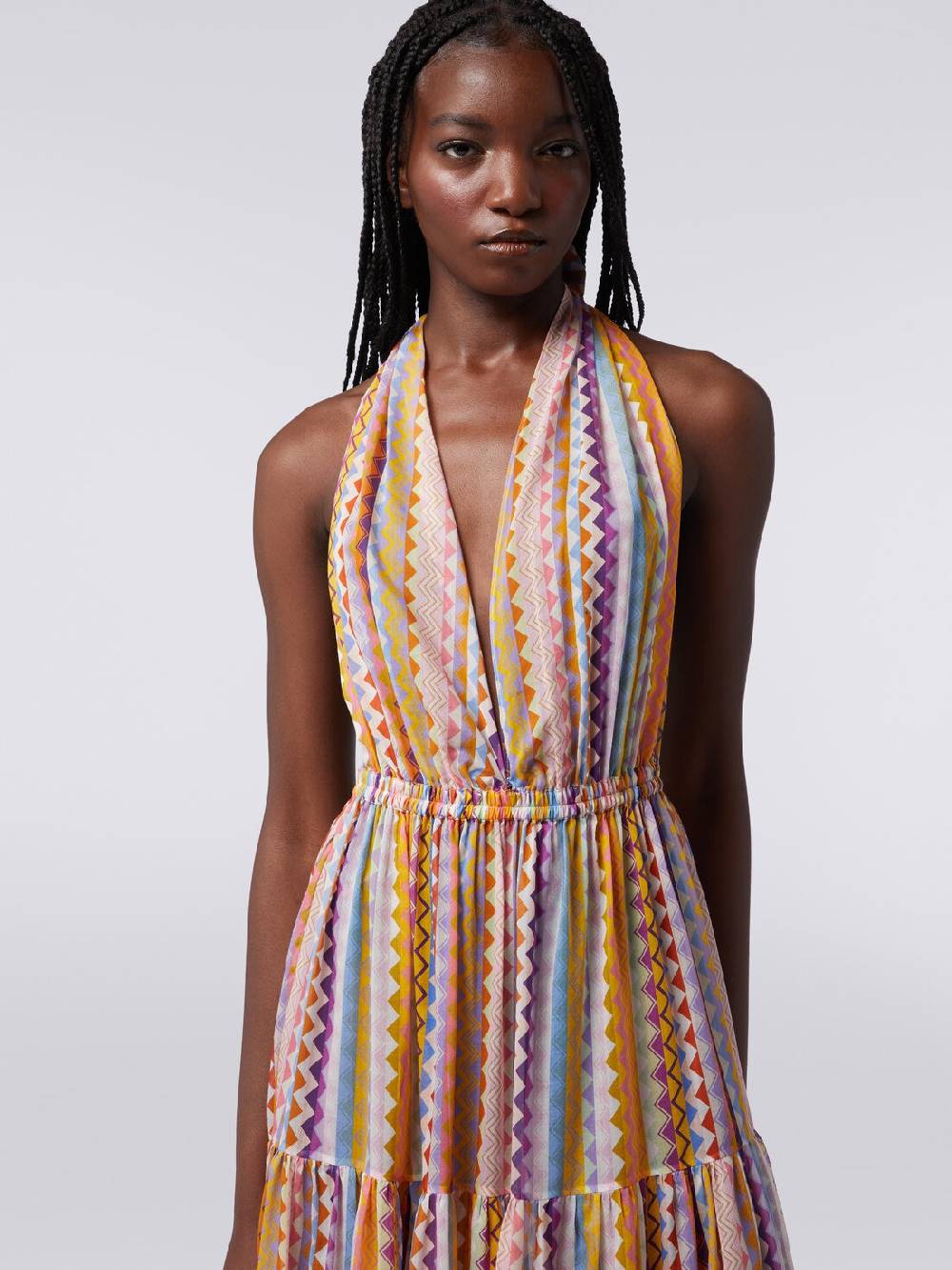 M Missoni Abito copricostume lungo in cotone e seta stampato Vendita