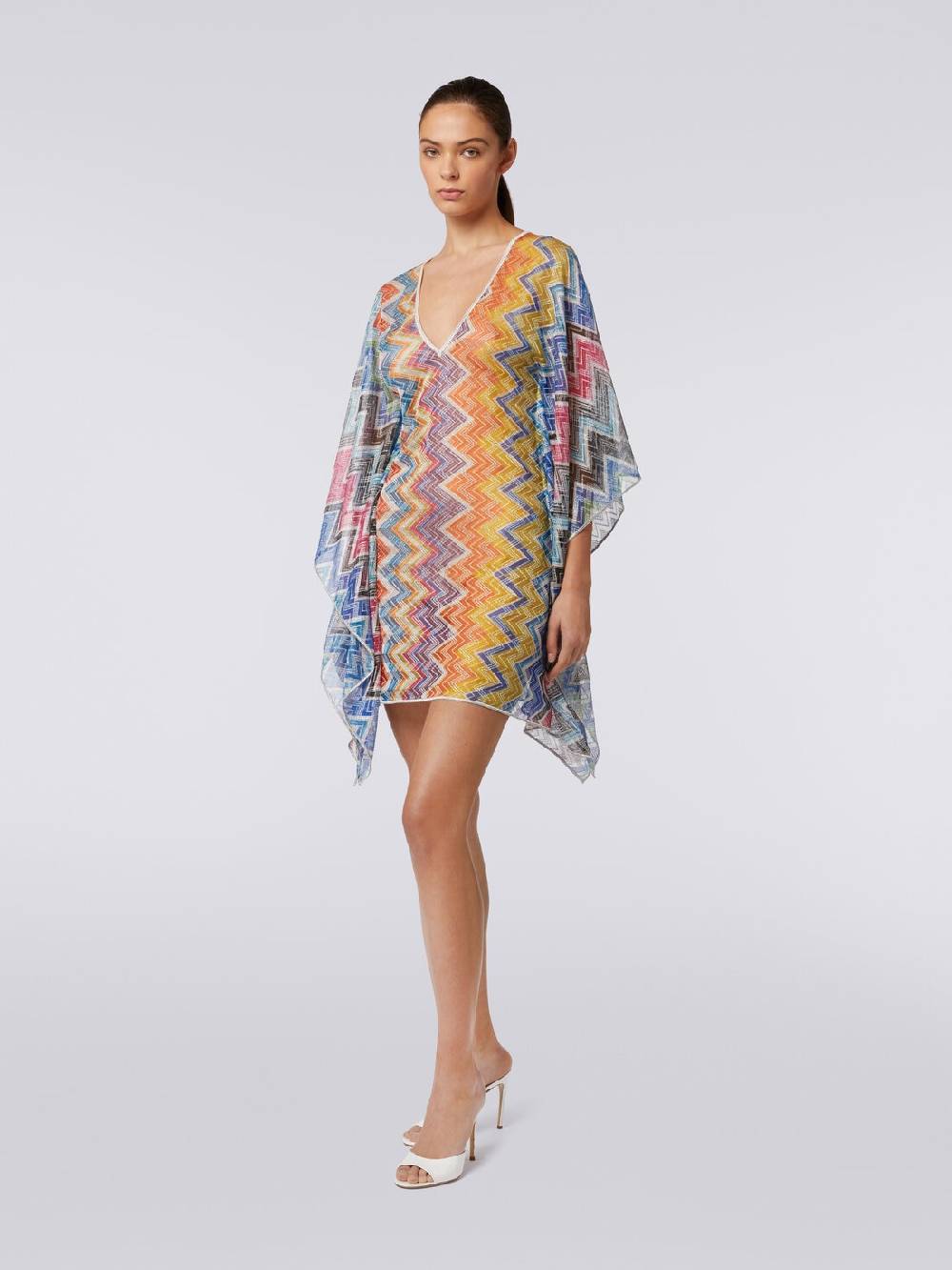 M Missoni Caftano copricostume corto zig zag con lurex Pezzi Unici