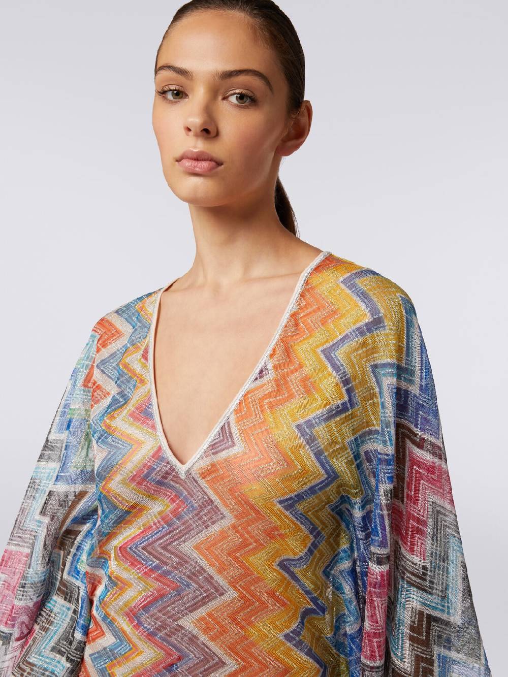 M Missoni Caftano copricostume corto zig zag con lurex Pezzi Unici