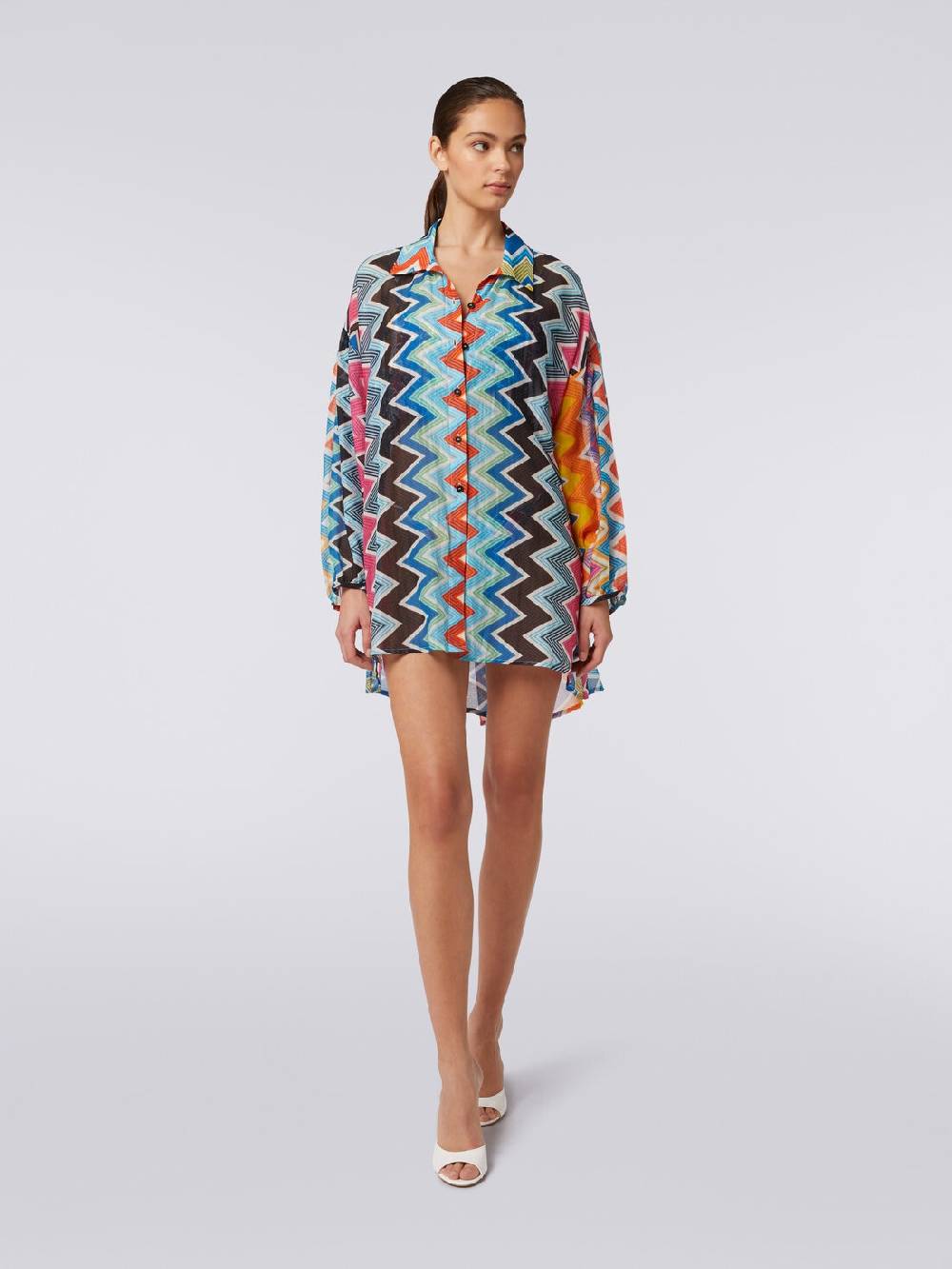 M Missoni Blusa oversize in seta e cotone stampa zig zag Qualità Garantita