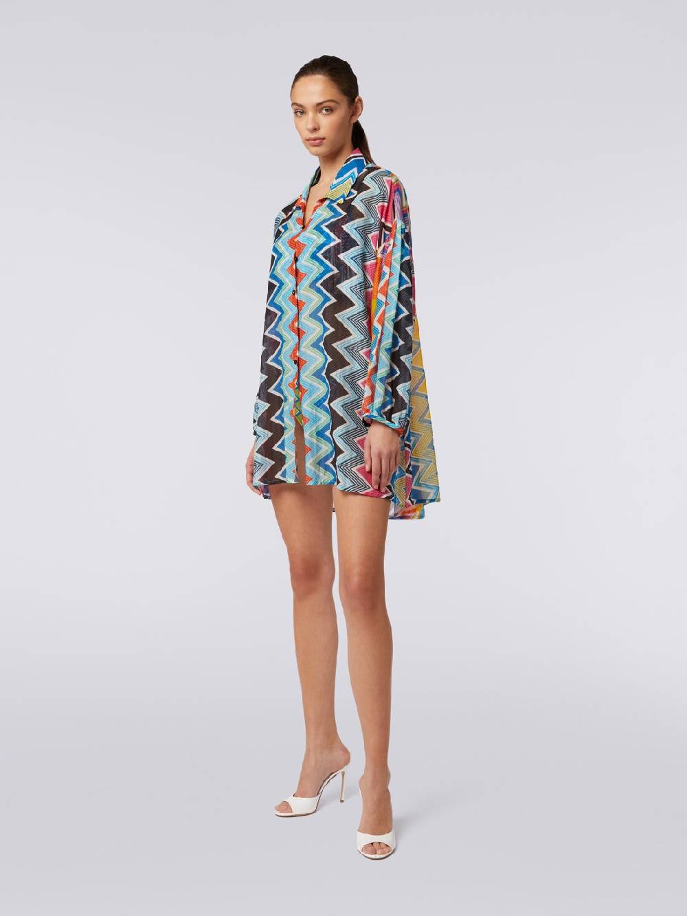 M Missoni Blusa oversize in seta e cotone stampa zig zag Qualità Garantita