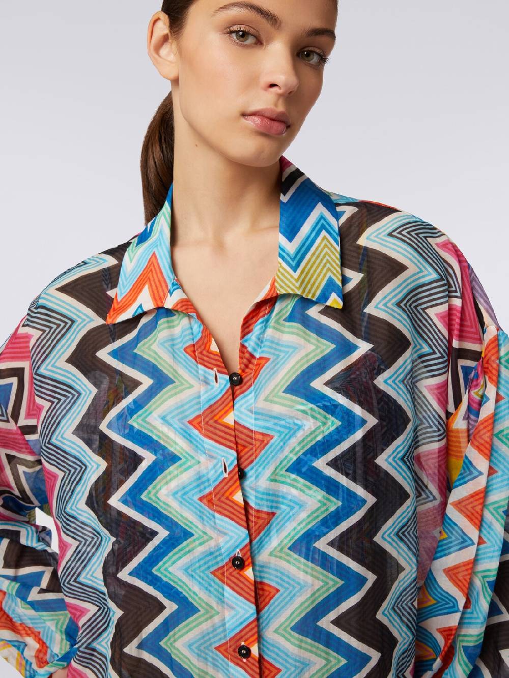 M Missoni Blusa oversize in seta e cotone stampa zig zag Qualità Garantita