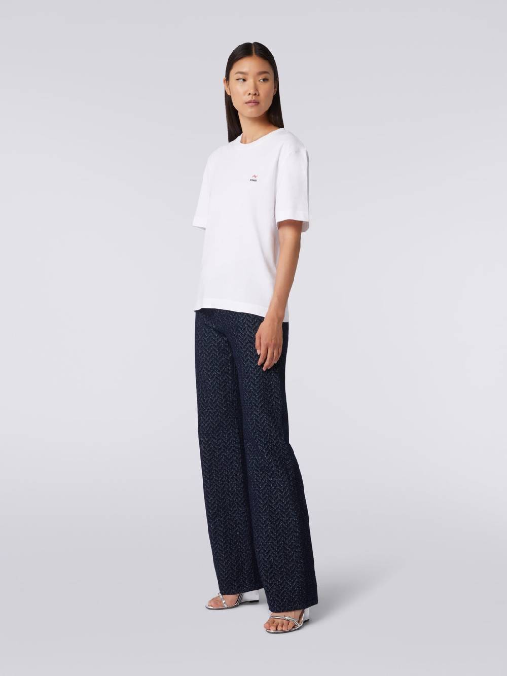 M Missoni T-shirt girocollo in cotone con ricamo e logo Shopping Online