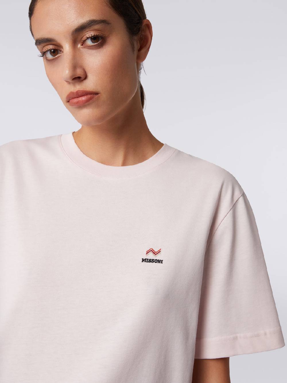 M Missoni T-shirt girocollo in cotone con ricamo e logo Affare Del Giorno