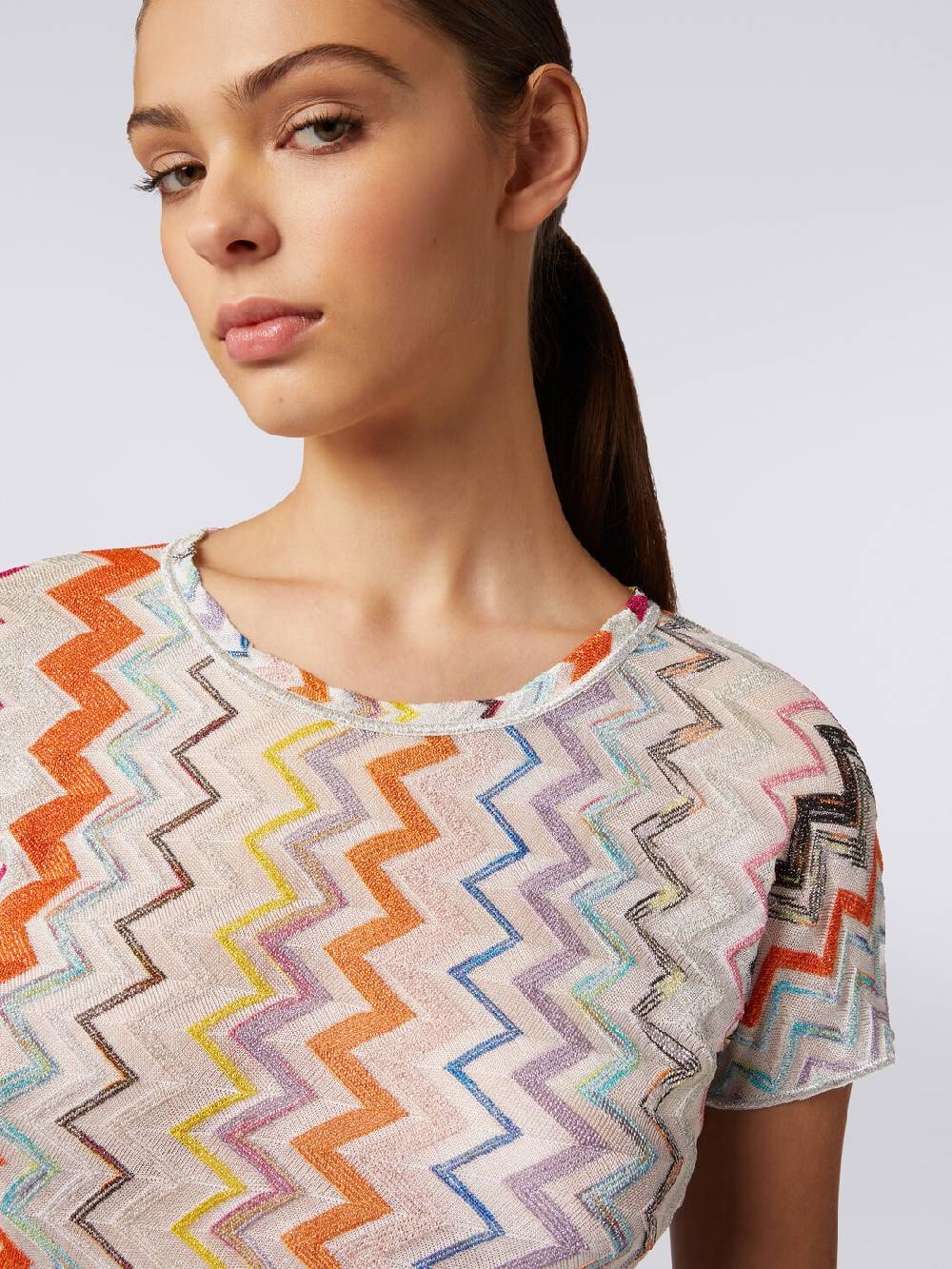 M Missoni Crop top in misto viscosa chevron con lurex Sconto