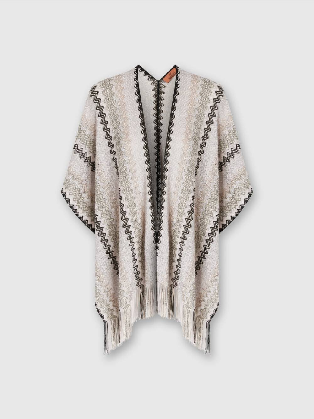 M Missoni Poncho in maglia di misto viscosa con motivo a onde e frange Nuova