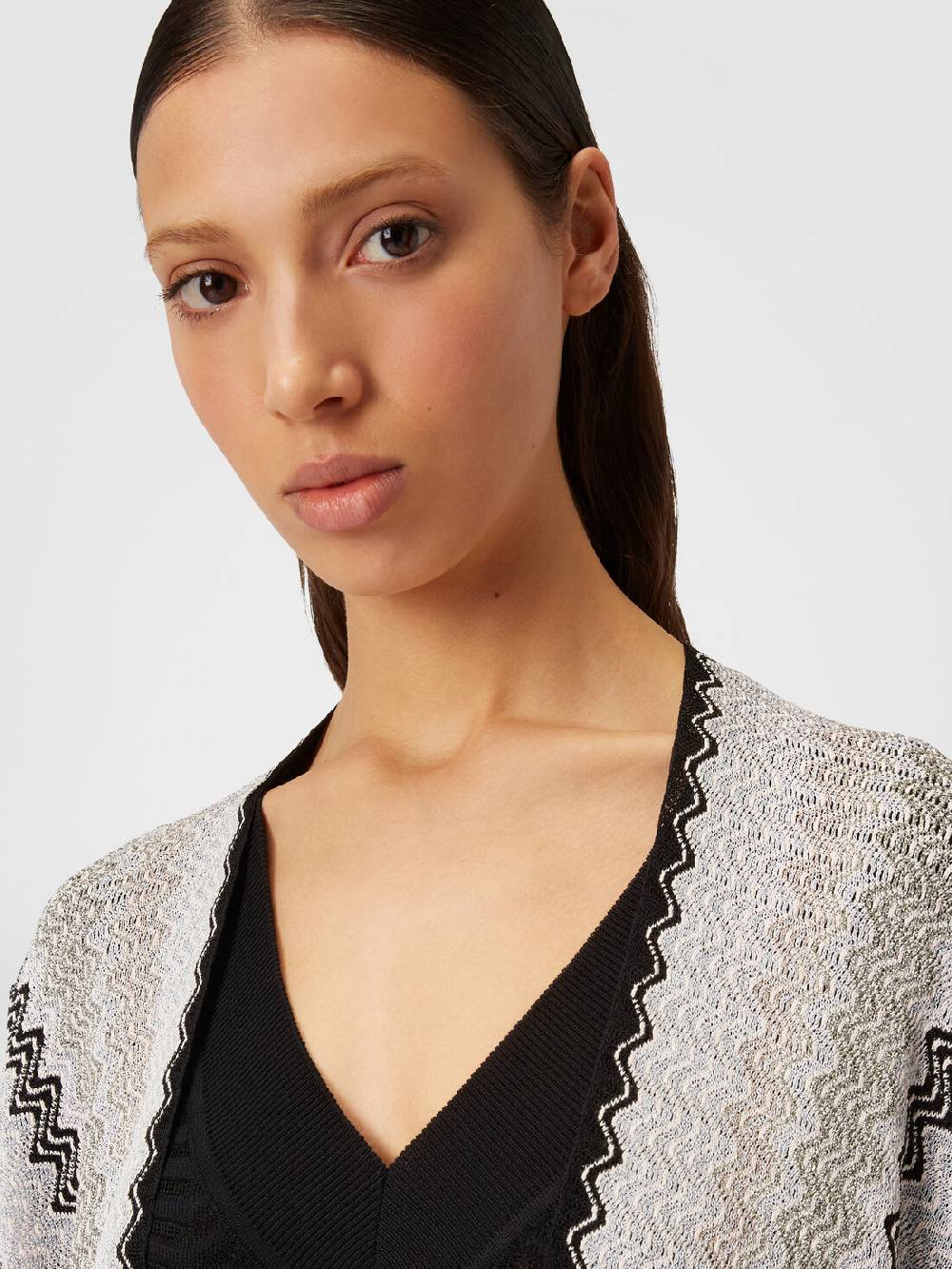 M Missoni Poncho in maglia di misto viscosa con motivo a onde e frange Nuova