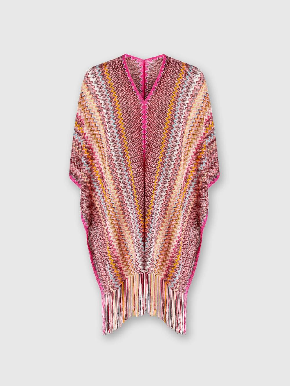 M Missoni Poncho in maglia di viscosa zig zag con frange Moda
