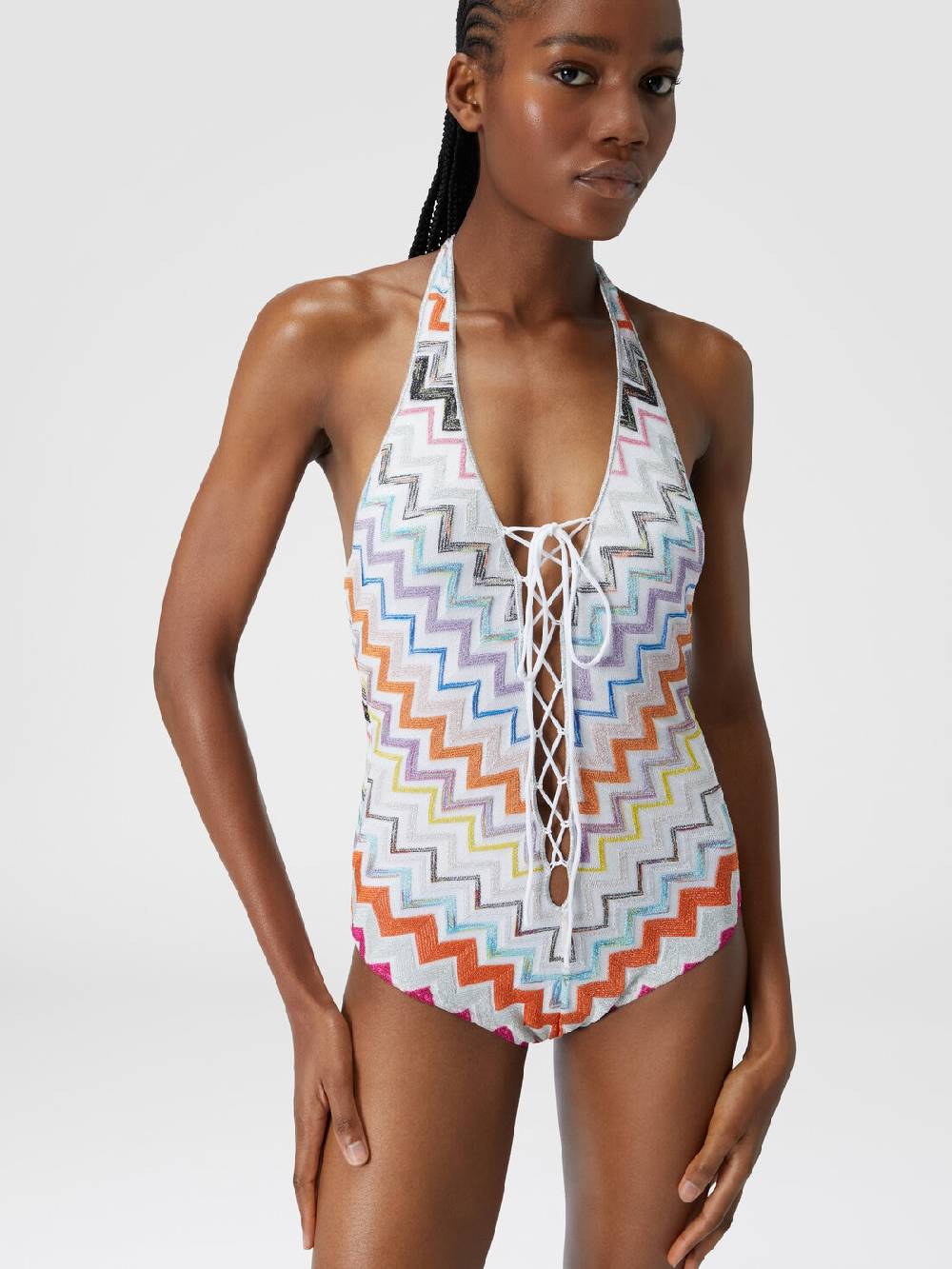 M Missoni Costume intero in viscosa zig zag con lurex Prezzo di fabbrica