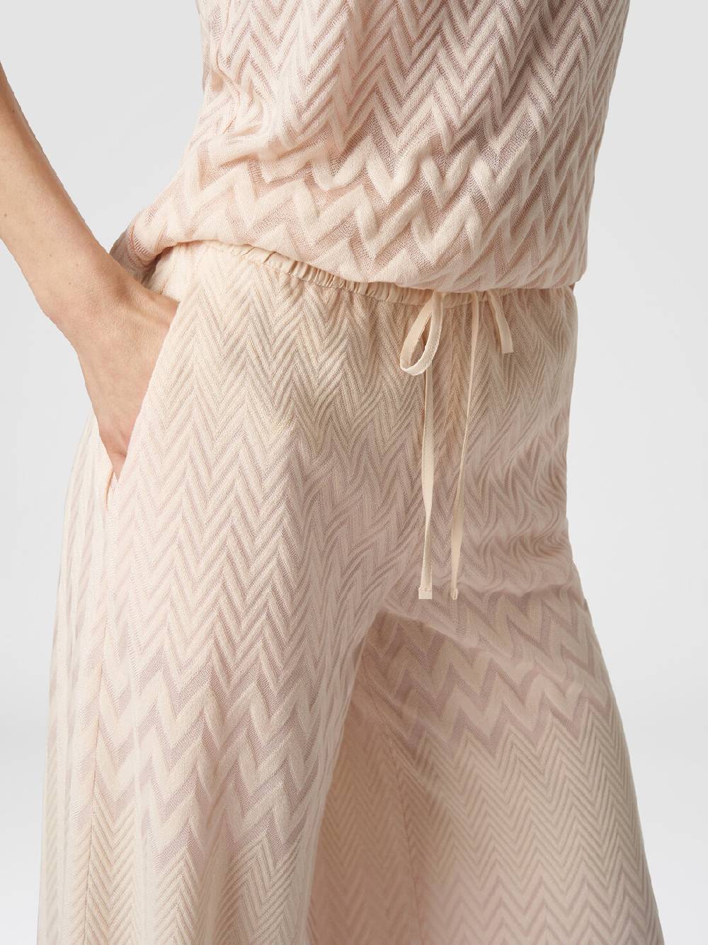 M Missoni Pantaloni a palazzo in cotone e viscosa zig zag Grande vendita