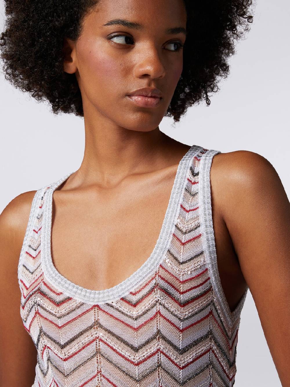 M Missoni Canottiera in maglia zig zag con lurex e paillettes Fornitura limitata