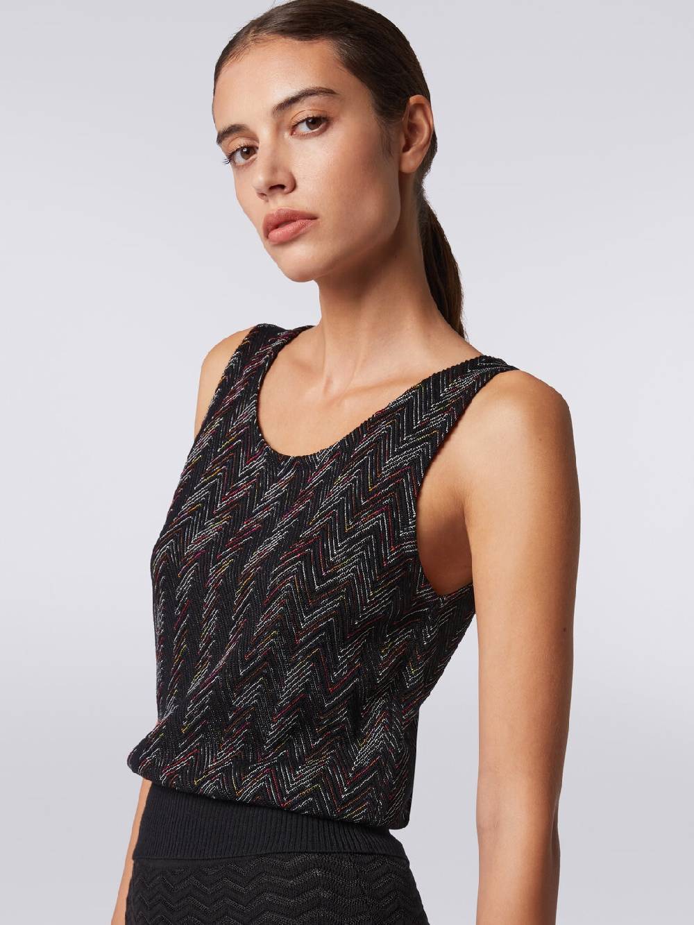 M Missoni Canottiera in maglia di lana viscosa zig zag Offerta esclusiva