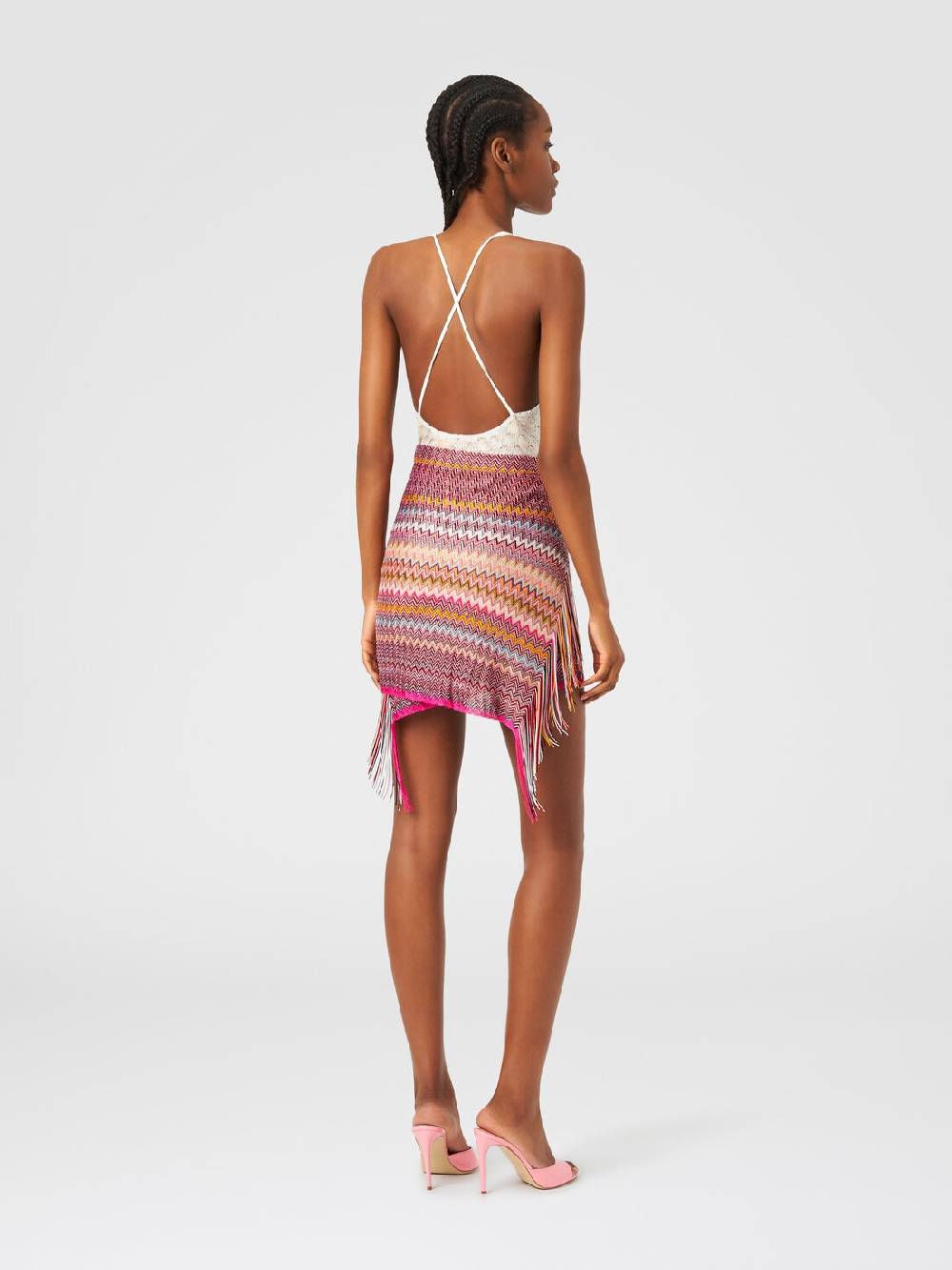 M Missoni Pareo in maglia di viscosa zig zag con frange Offerta Pasqua