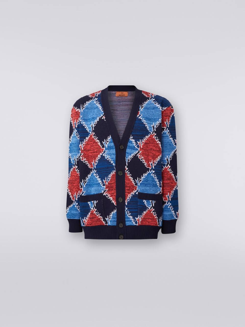M Missoni Cardigan in cotone a losanghe con scritta logo Grandi sconti