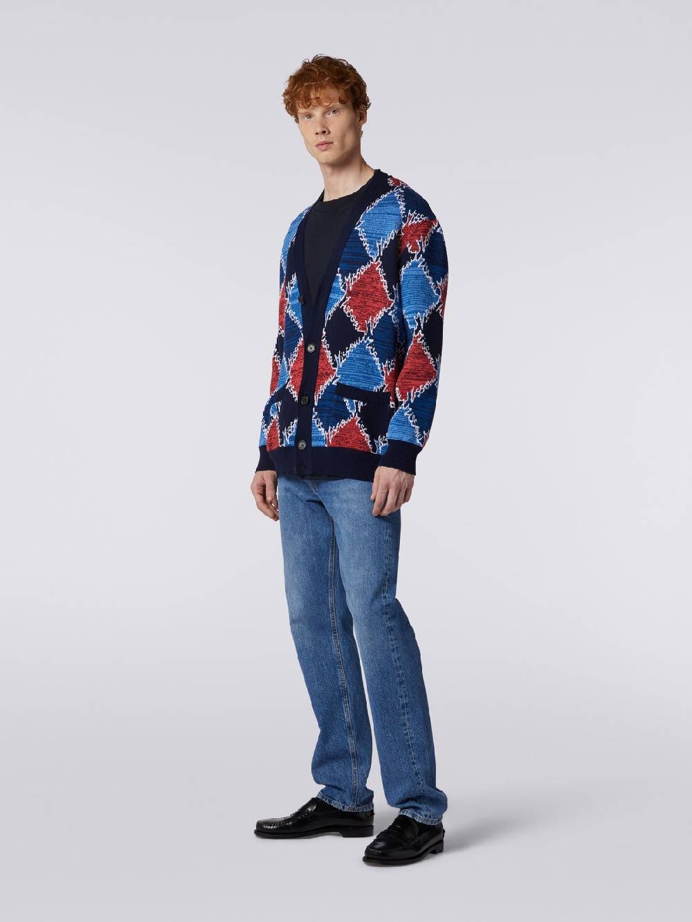M Missoni Cardigan in cotone a losanghe con scritta logo Grandi sconti