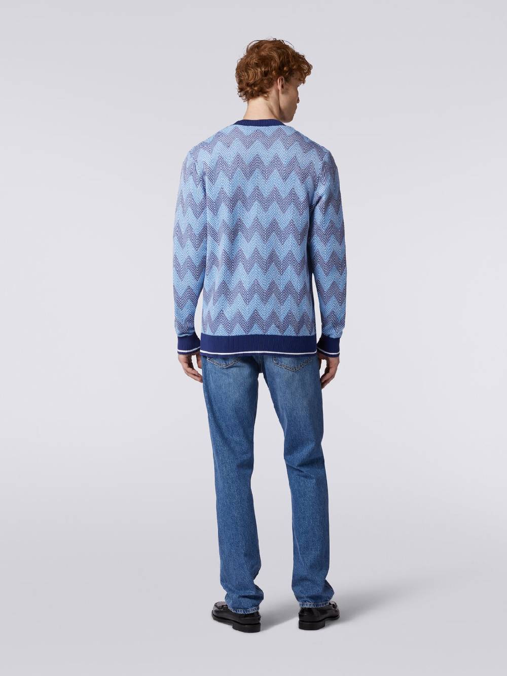 M Missoni Cardigan in maglia di cotone chevron con profili a contrasto Nuovi prodotti