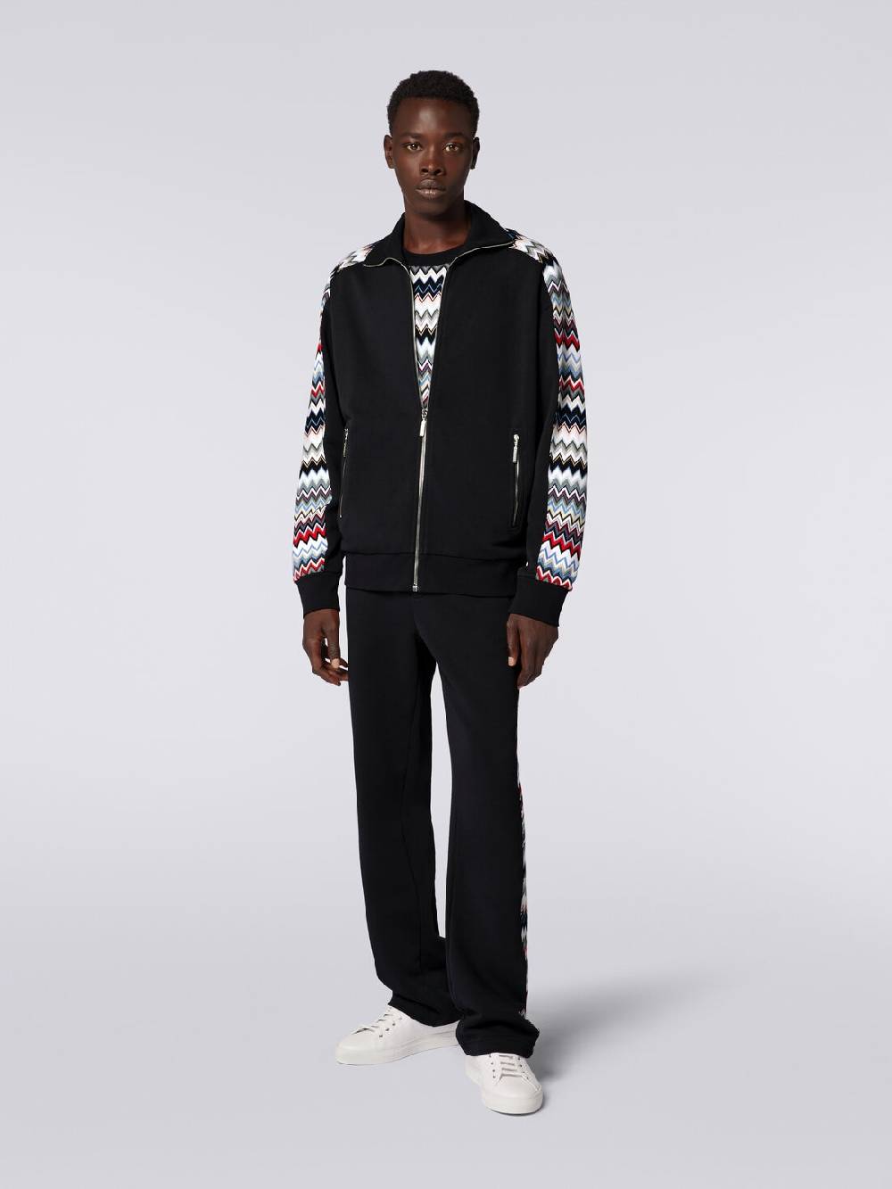 M Missoni Felpa in cotone con zip e inserti zig zag Liquidazione