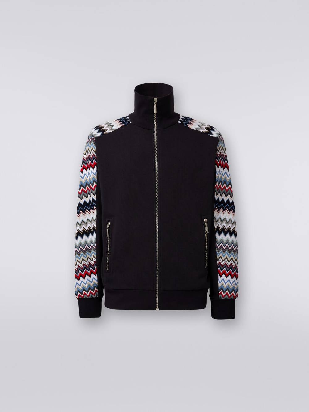 M Missoni Felpa in cotone con zip e inserti zig zag Liquidazione