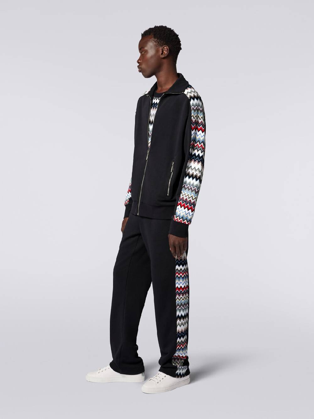 M Missoni Felpa in cotone con zip e inserti zig zag Liquidazione