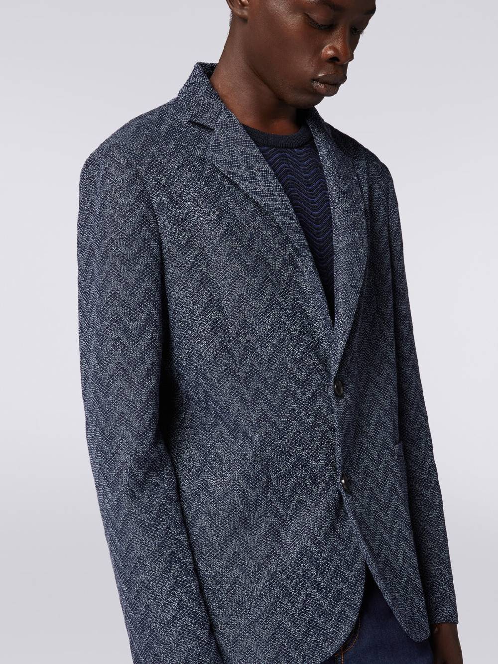 M Missoni Blazer monopetto in cotone zig zag Offerte speciali