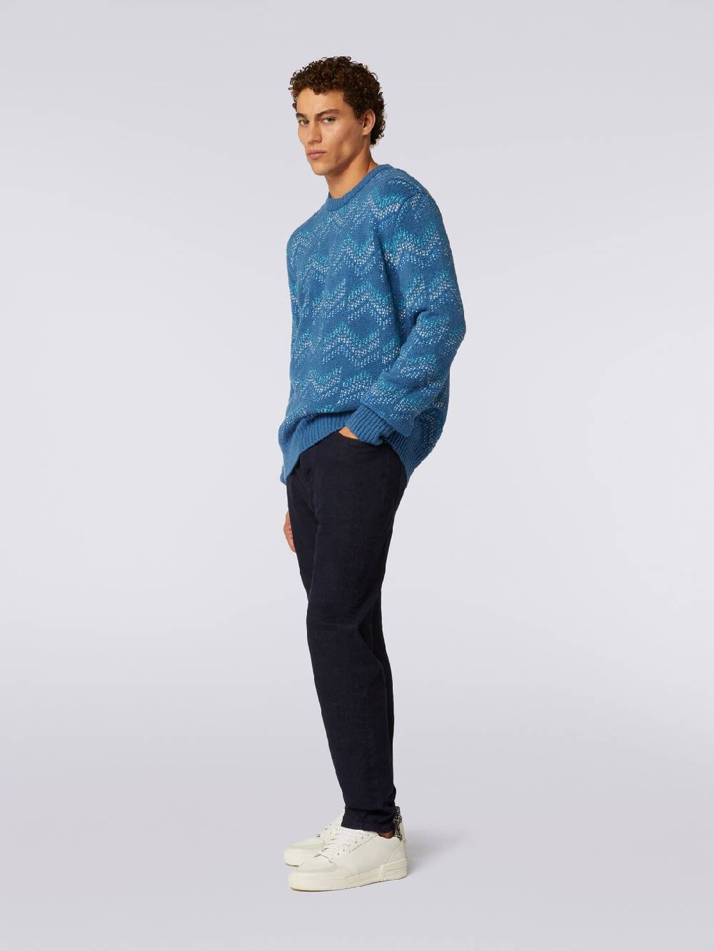 M Missoni Pullover girocollo in misto cotone motivo zig zag Fino al 60% di sconto