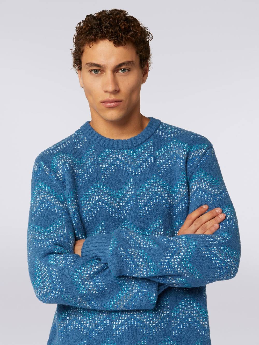 M Missoni Pullover girocollo in misto cotone motivo zig zag Fino al 60% di sconto