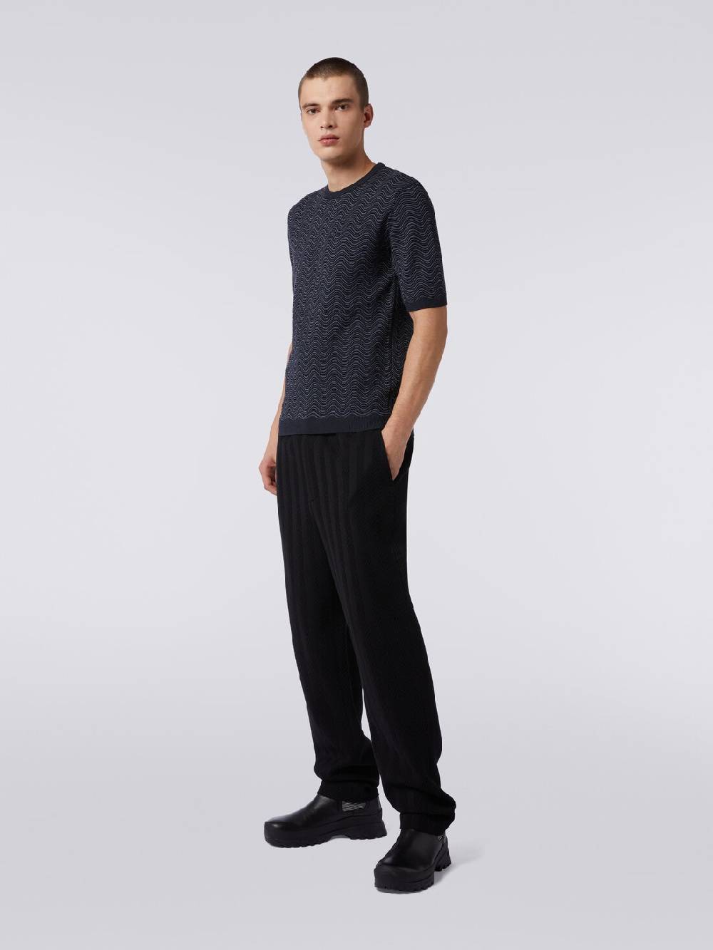 M Missoni T-shirt girocollo in lana e viscosa con motivo a onde Fino al 65% di sconto