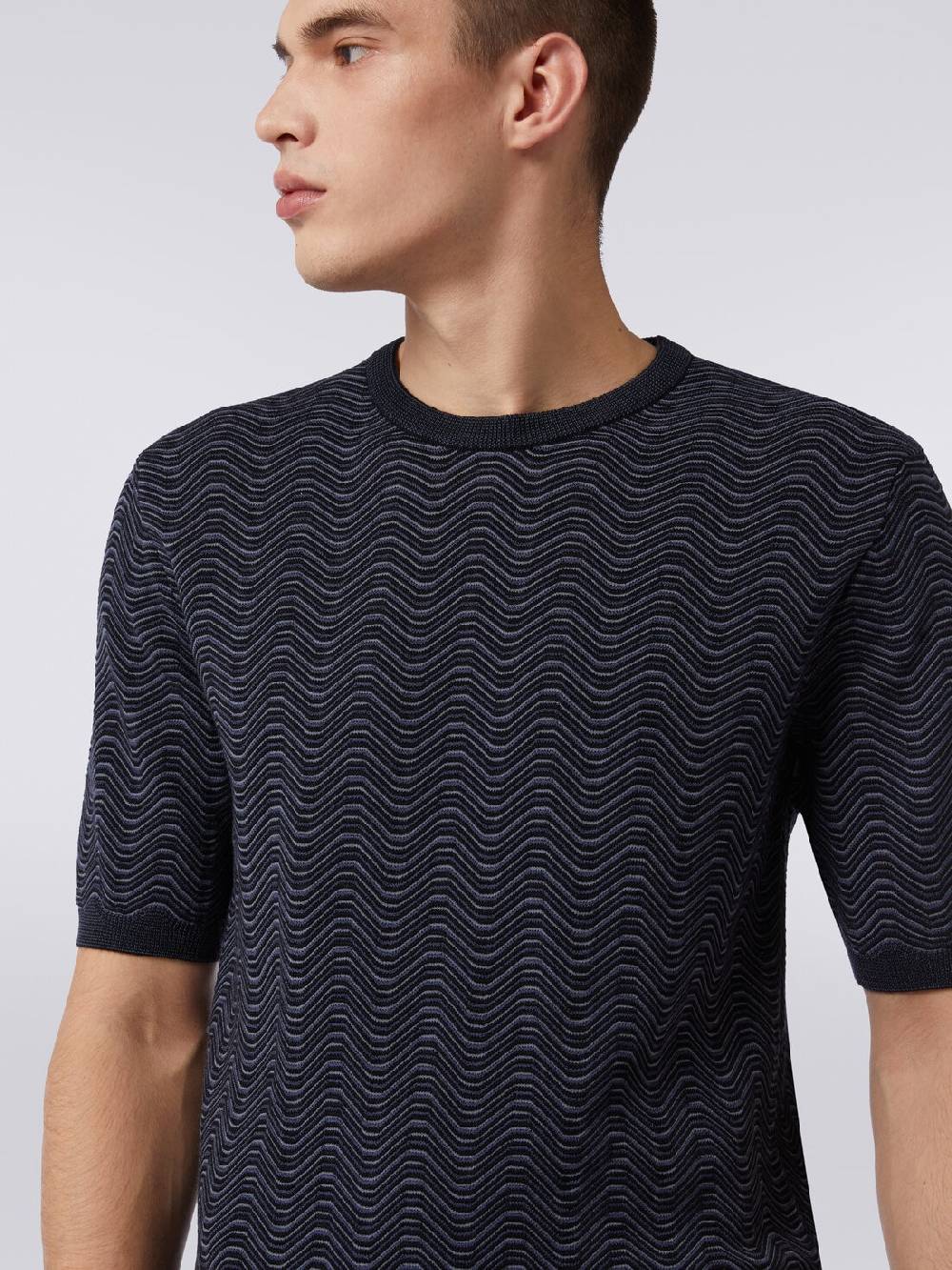 M Missoni T-shirt girocollo in lana e viscosa con motivo a onde Fino al 65% di sconto
