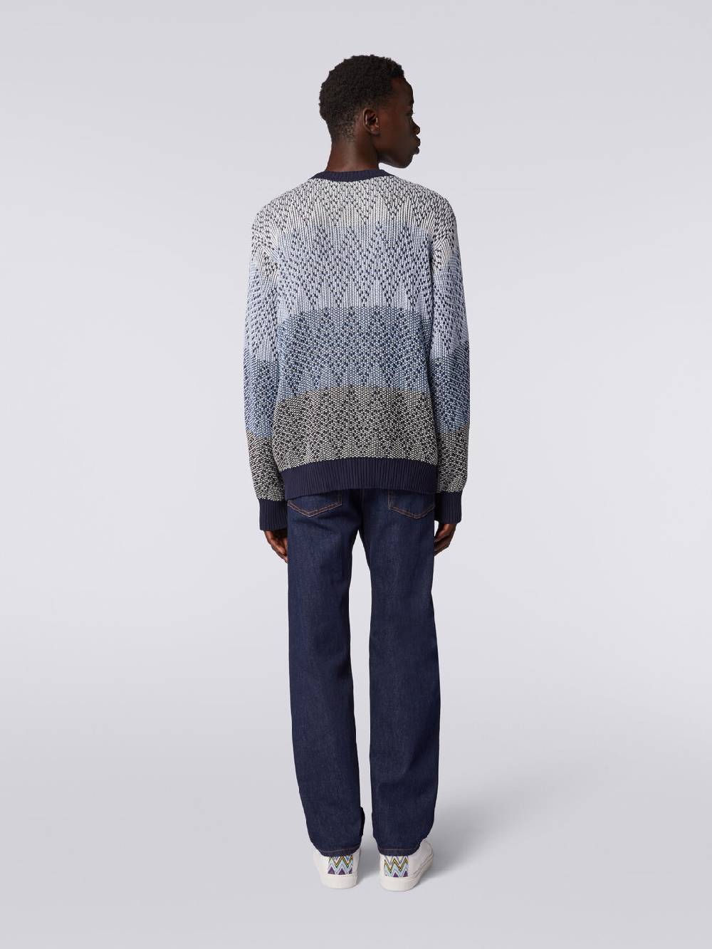 M Missoni Pullover girocollo in cotone zig zag Offerta speciale della fabbrica