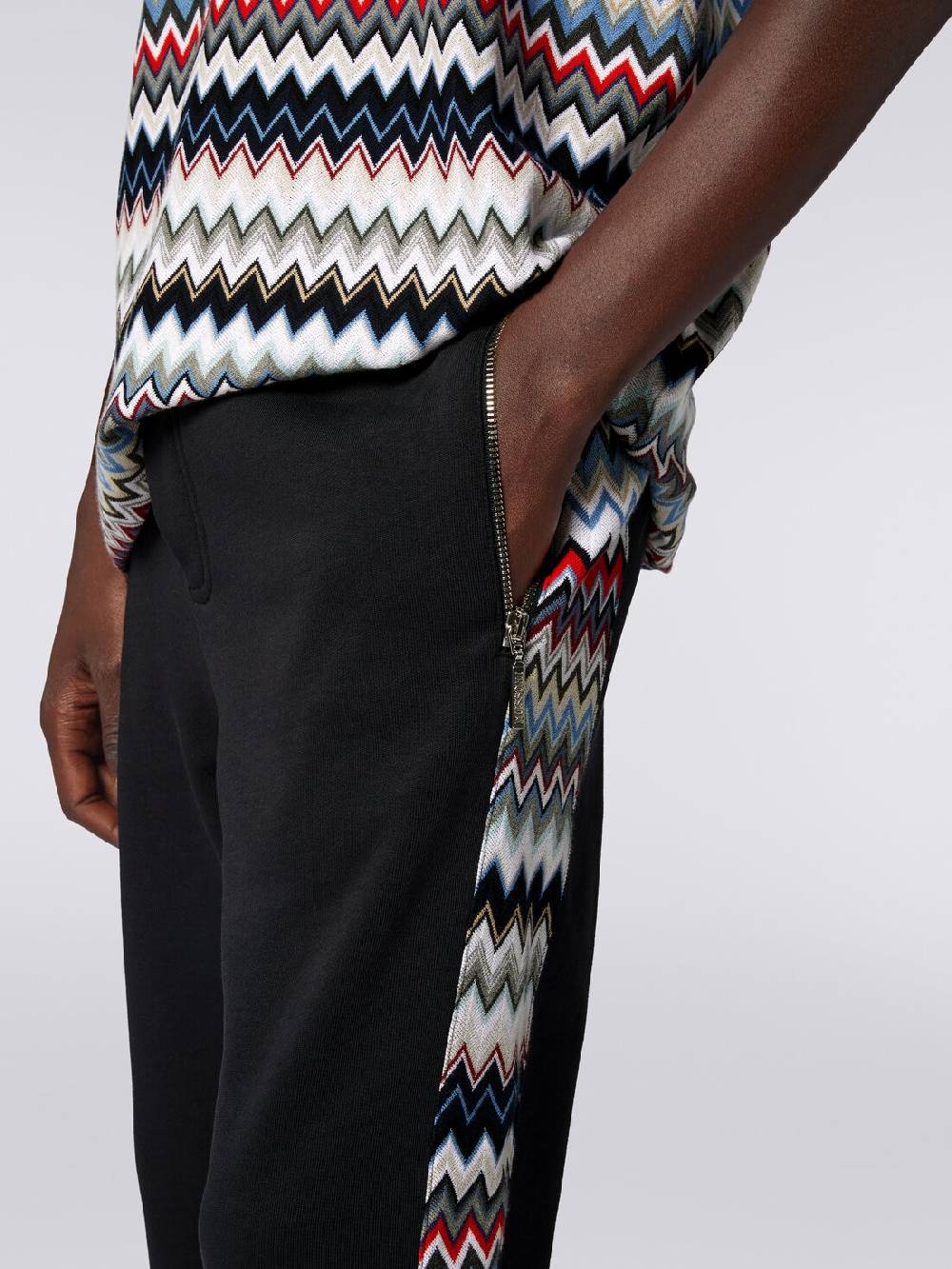 M Missoni Joggers in cotone con inserti zig zag Fino al 55% di sconto