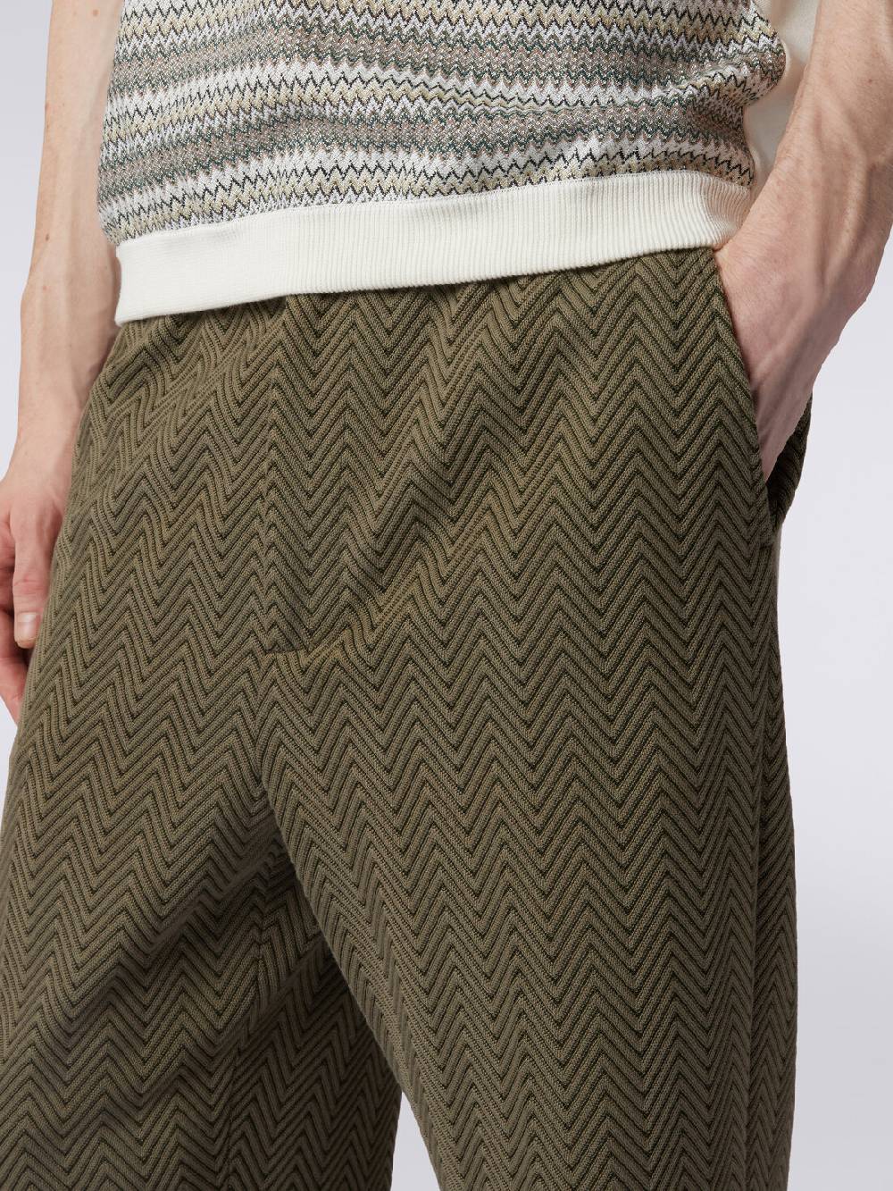 M Missoni Pantaloni classici in cotone e viscosa zig zag Solo un giorno rimasto