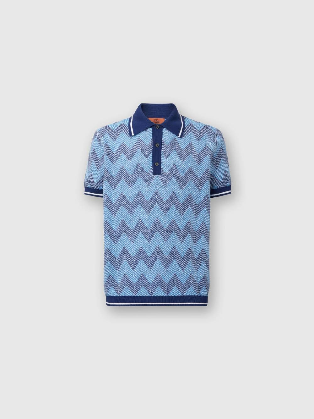 M Missoni Polo a maniche corte in cotone zig zag con profili a contrasto Officina