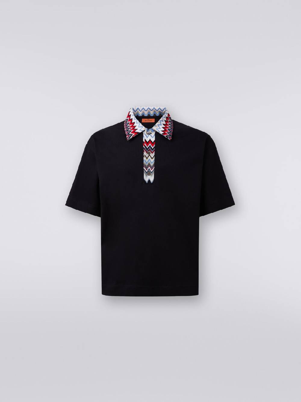 M Missoni Polo a maniche corte in cotone con inserti zig zag 50% di sconto per tempo limitato
