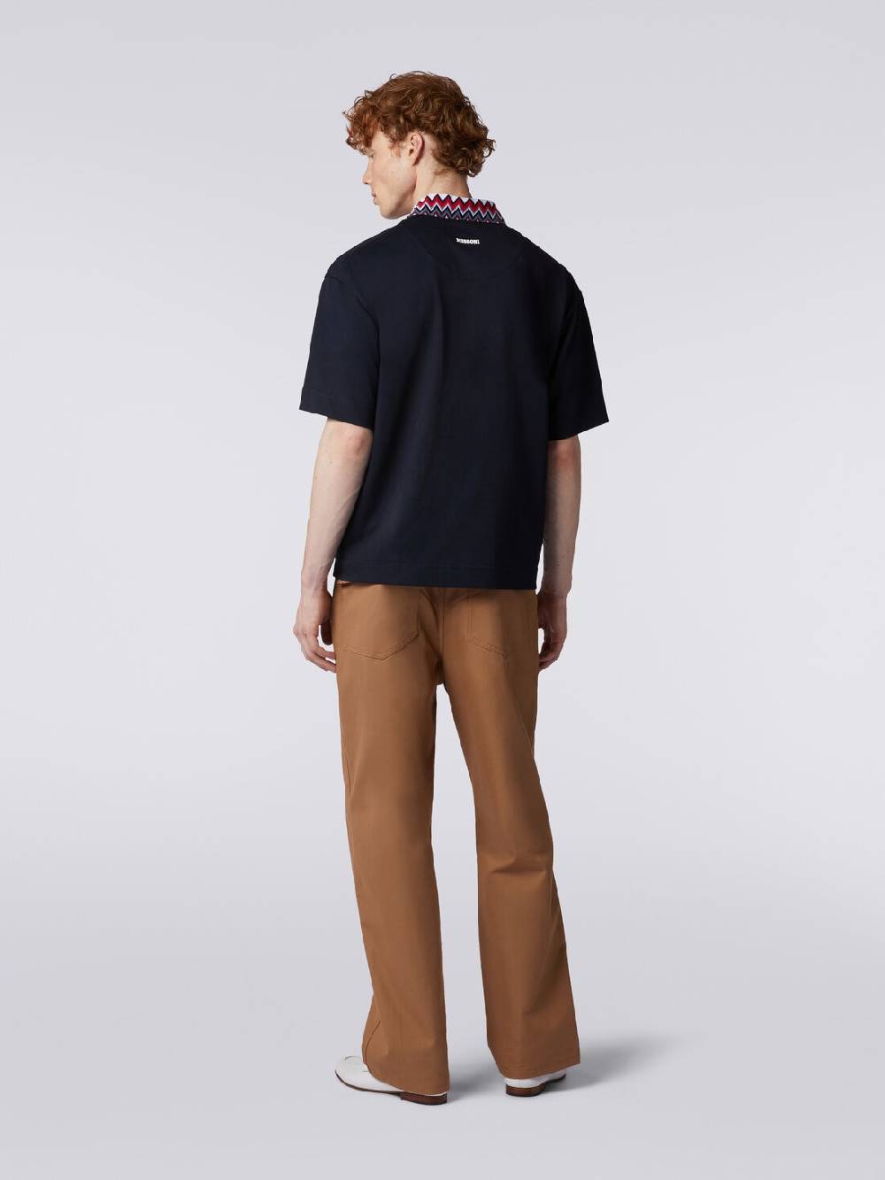 M Missoni Polo a maniche corte in cotone con inserti zig zag 50% di sconto per tempo limitato