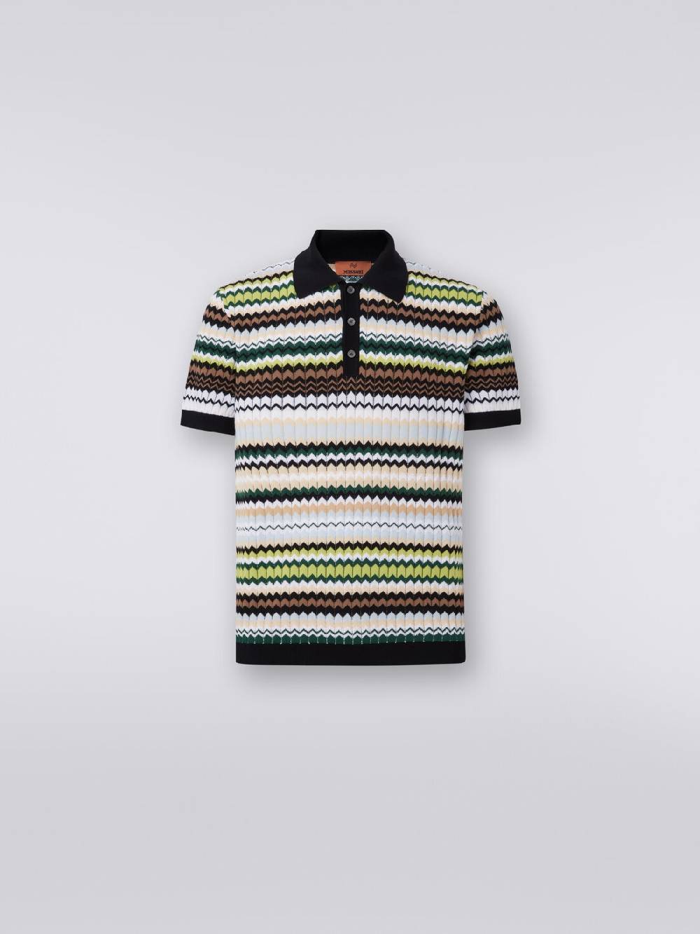 M Missoni Polo a maniche corte in maglia di cotone zig zag Sconti questo mese