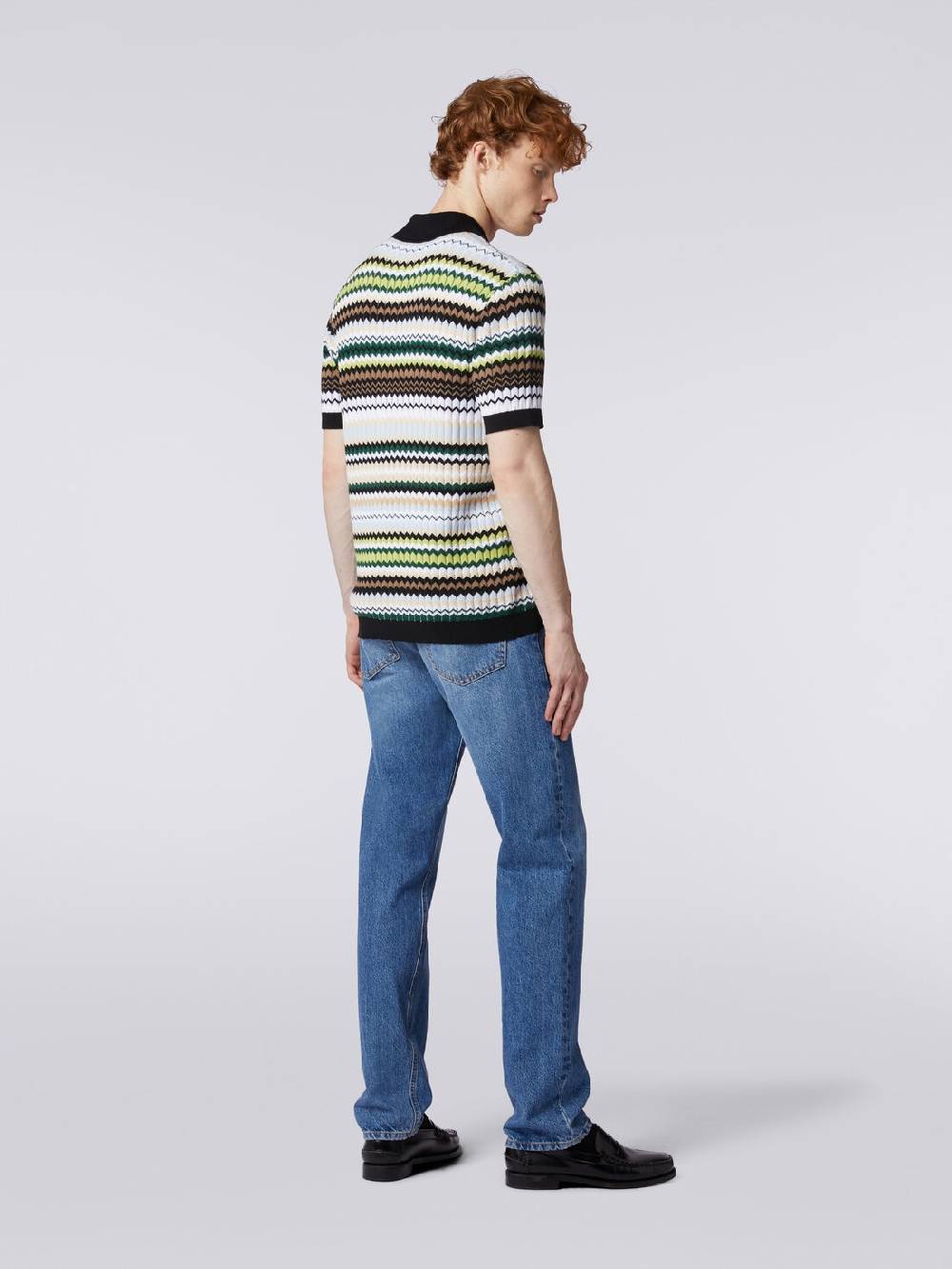 M Missoni Polo a maniche corte in maglia di cotone zig zag Sconti questo mese
