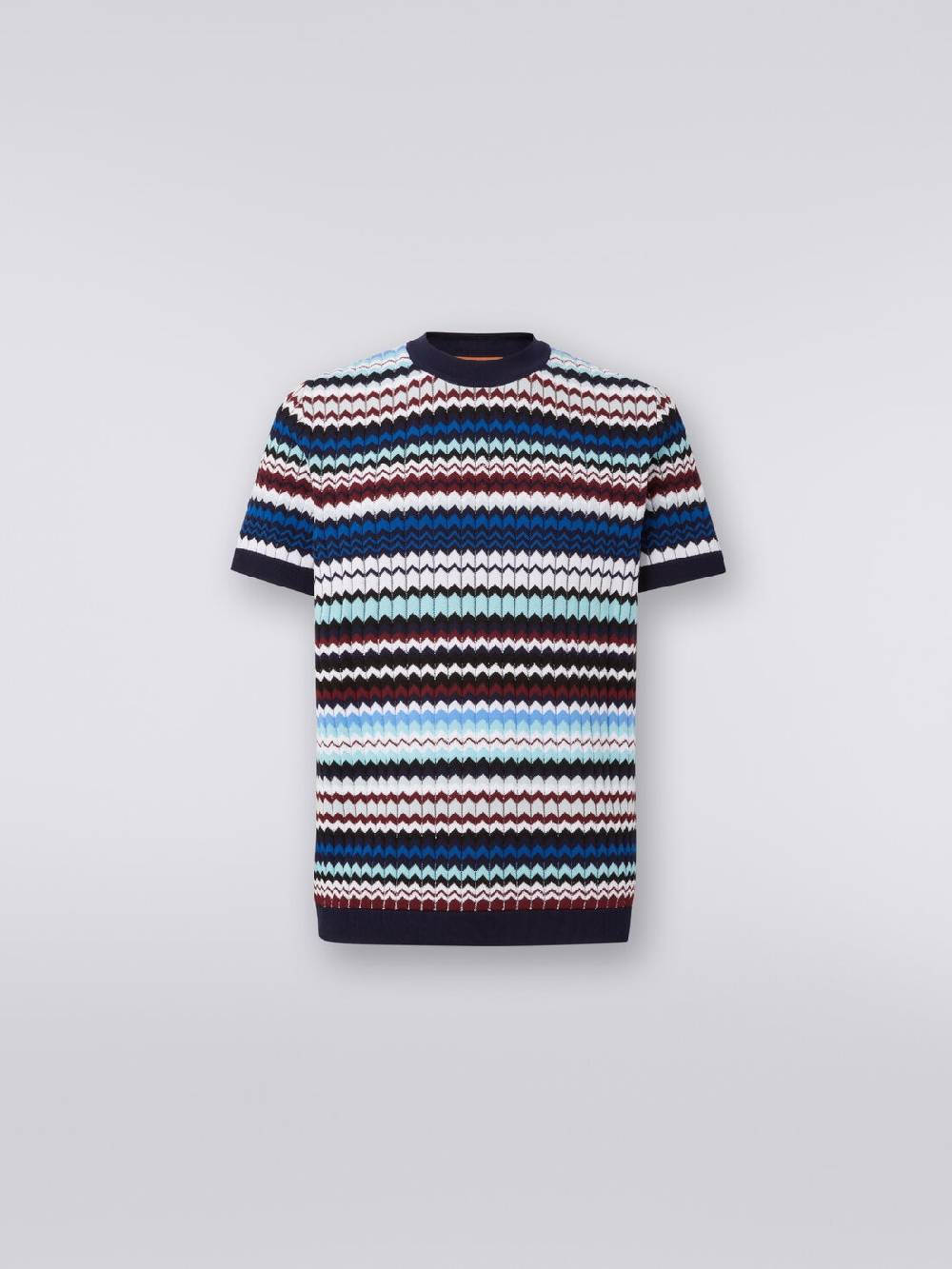 M Missoni T-shirt in maglia di cotone zig zag a costine 2025