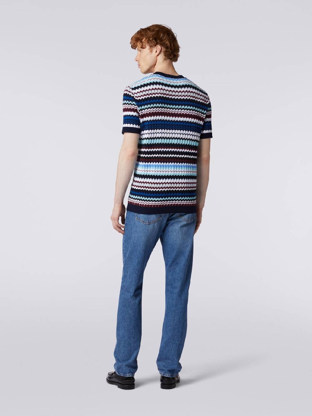 M Missoni T-shirt in maglia di cotone zig zag a costine 2025