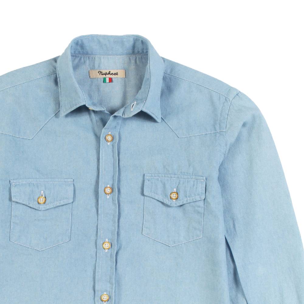 Nupkeet Camicia Collo Italiano Celeste – Coccio Vendita Calda