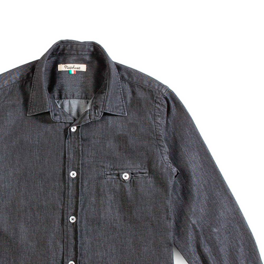 Nupkeet Camicia in Chambray nero – Morello Fino Al -60%